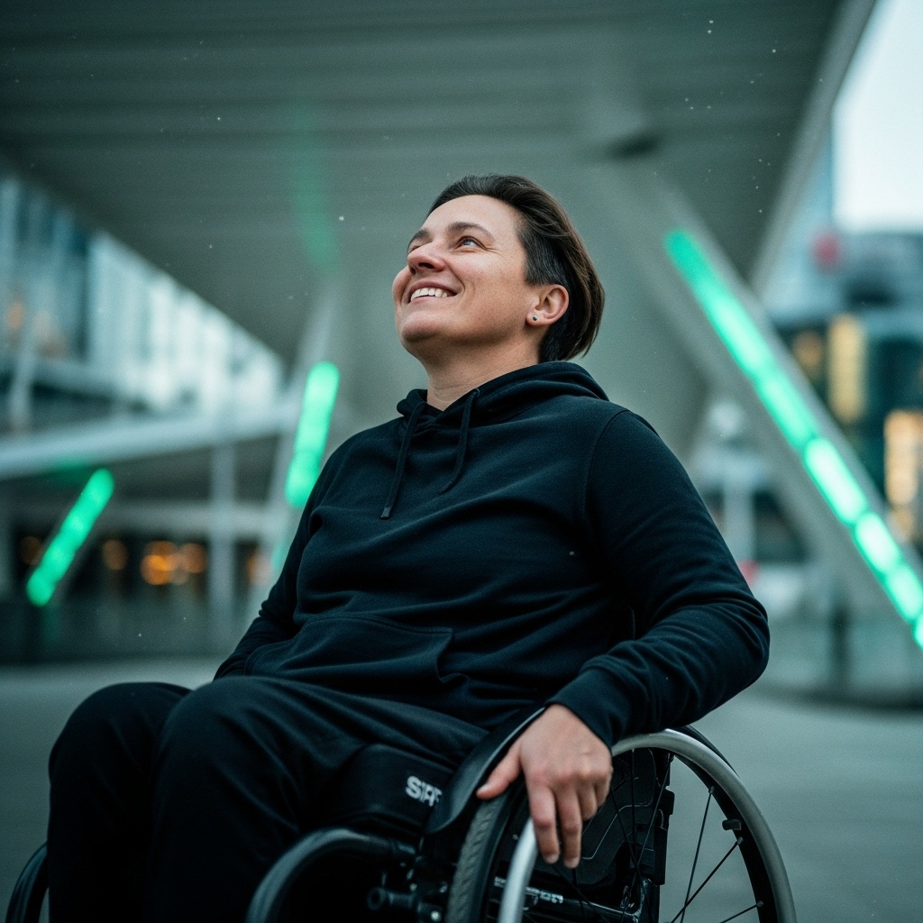 Grupo diverso de pessoas navegando em ambiente urbano acess\u00EDvel